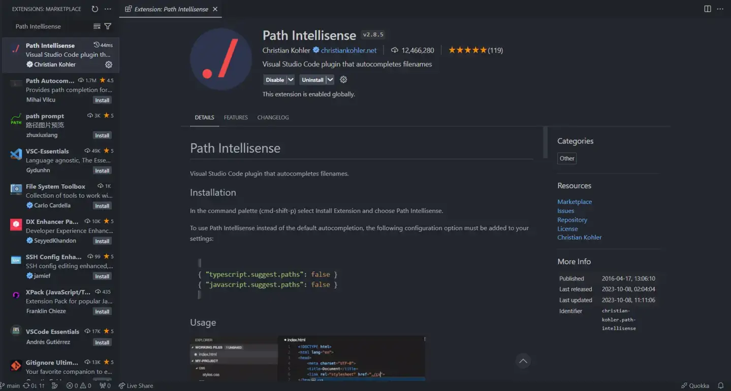 Path Intellisense